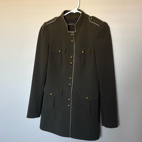 White House Black Market Army Green military jacket with gold hardware XXS - Picture 3 of 6